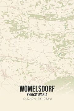 Carte ancienne de Womelsdorf (Pennsylvanie), USA. sur Rezona