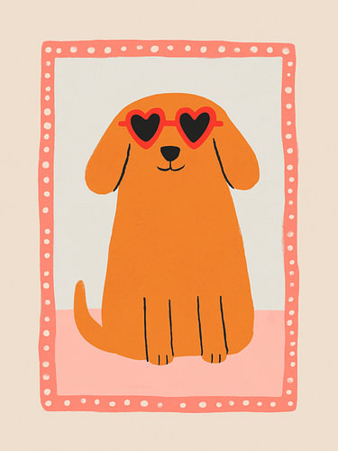 Hund mit Herz-Sonnenbrille – Lustiges Kinderzimmerbild