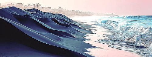 Pink Horizon | Wavy Dunes and Ocean at Sunset