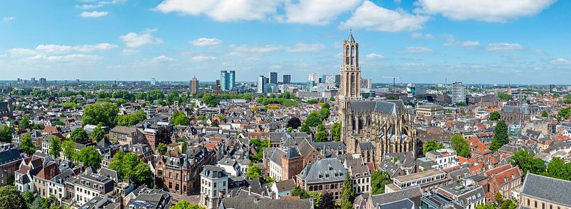 Aerial panorama of the historic city of Utrecht with the Dom tower in the Netherlands by Eye on You
