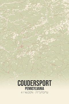 Carte ancienne de Coudersport (Pennsylvanie), USA. sur Rezona