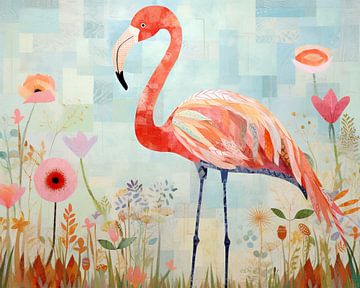Flamingo Garten | Flamingo Pastell Kunst von Wunderbare Kunst