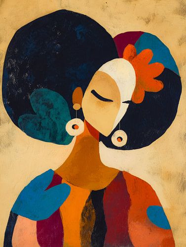 Abstraktes Porträt mit farbenfrohen Formen