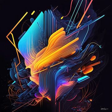 abstrakte Neon-Kunst von Gelissen Artworks