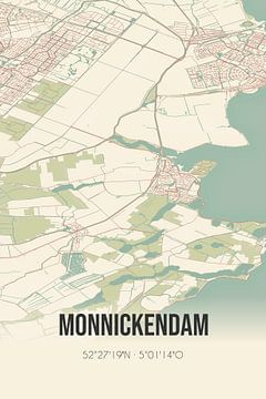 Vintage landkaart van Monnickendam (Noord-Holland) van Rezona