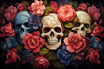 Three skulls art by Digitale Schilderijen