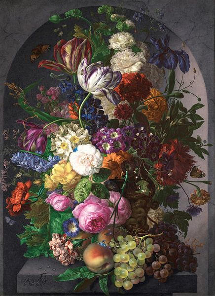 Porzellan-Malerei (Blumenstillleben in einer Vase), Joseph Nigg von Meisterhafte Meister