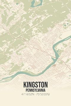 Carte ancienne de Kingston (Pennsylvanie), USA. sur Rezona