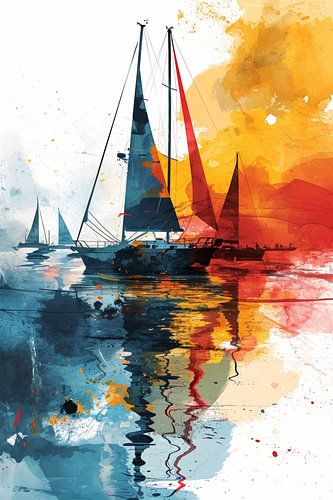 Illustratie van abstracte zeilboot