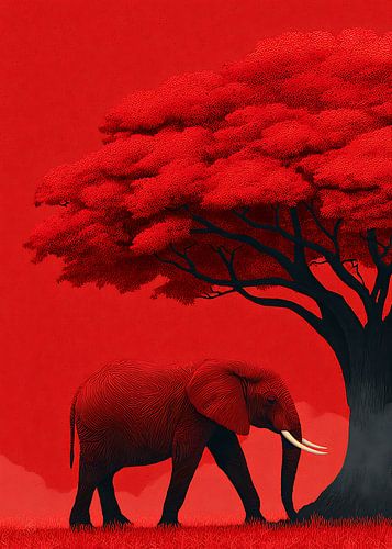 Eléphant dans la lumière rouge