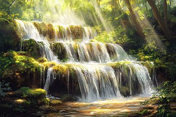 Zonovergoten waterval in het bos van Imperial Art House