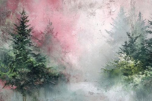 Roze dromerig abstract boslandschap