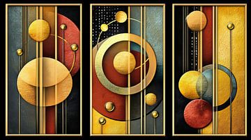 Geometrische Abstractie Drieluik van Amanda Moore