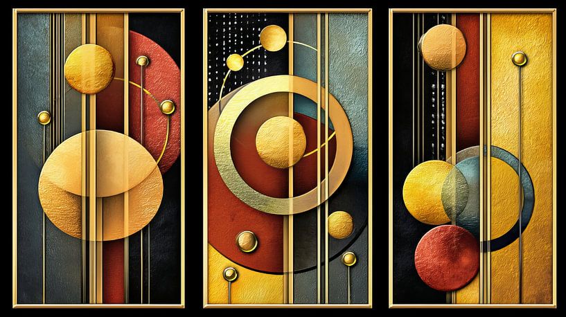 Geometrische Abstraktion Triptychon von Amanda Moore
