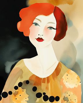 Kleurrijke illustratie, aquarel portret van Carla Van Iersel