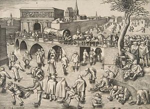 Patinage sur glace devant la Sint-Jorispoort, Anvers - Pieter Brueghel l'ancien - vers 1525-1569 sur Atelier Liesjes