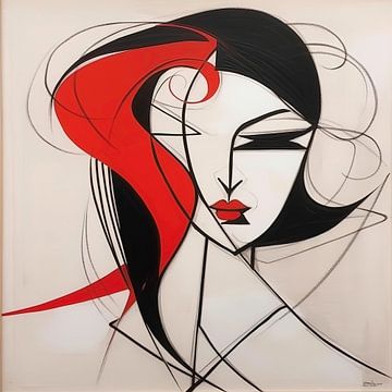 peinture minimaliste d'une femme sur Gelissen Artworks