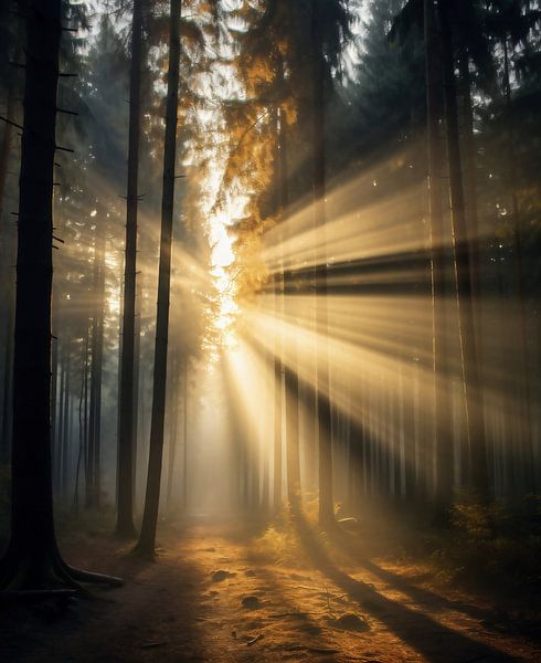 Ochtendlicht in het herfstbos van fernlichtsicht