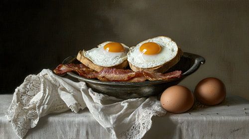 Ontbijt harmonie met brood en spek