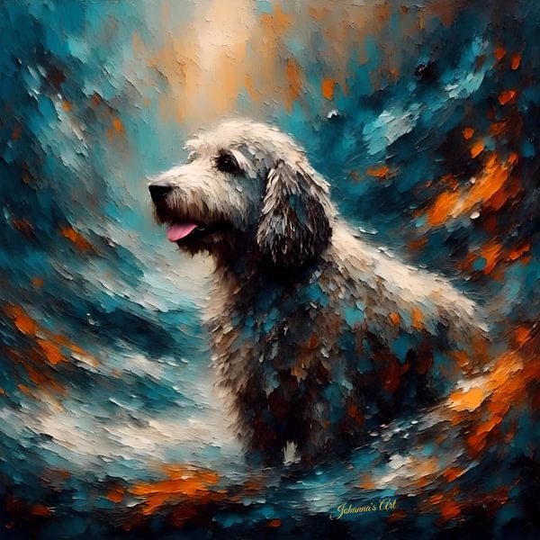 Spanish Water Dog Art - "Water Wonder" by Johanna's Art - Celebrate the Joy! by Johannas Art Creations