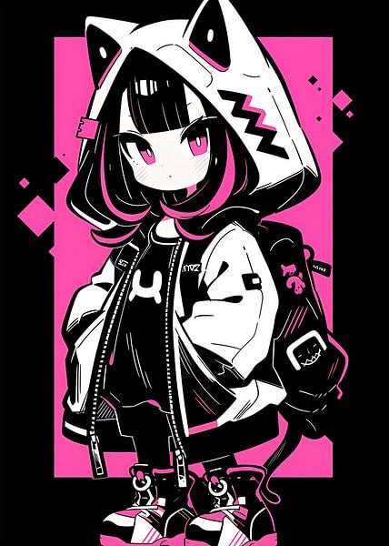 Kawaii Pop Anime Meisje van Steven Kingsbury