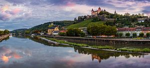 Sonnenuntergang Panorama Würzburg, Deutschland