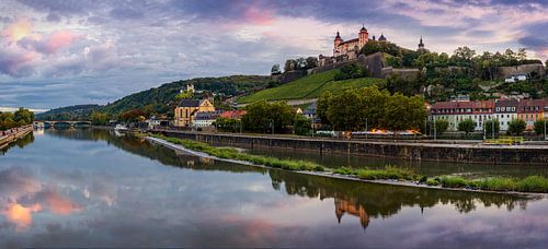 Zonsondergang Panorama Würzburg, Duitsland