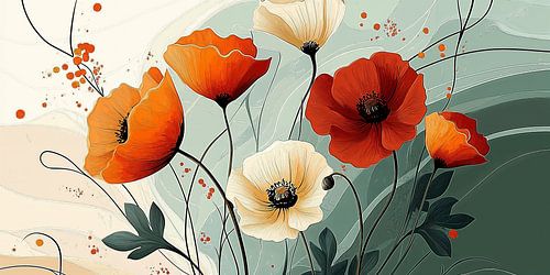 bBotanical Illustration of Graceful Poppies no.4
