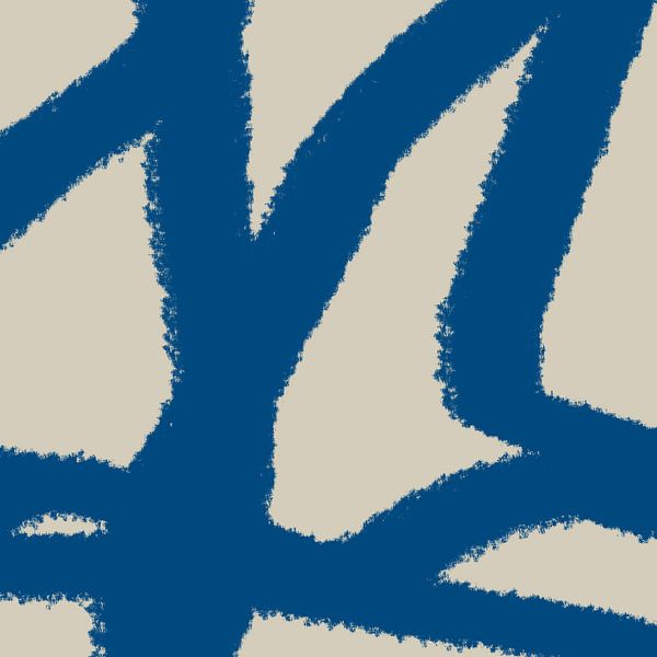 Moderne abstracte kunst. Lijnen in pastelkleuren. Blauw op beige van Dina Dankers