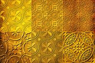 Collage van tegelmotieven in goudgeel van Rietje Bulthuis thumbnail