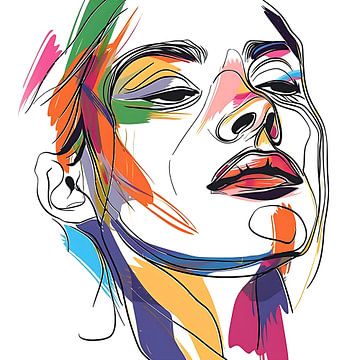 vividly painted female face by PixelPrestige