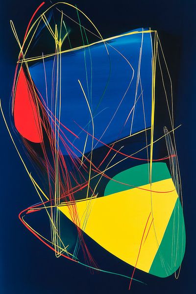 Farbige Horizonte – Abstracte Komposition  Schwungvolle Linie von Poster Art Shop