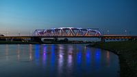 Westervoort bridge lit blue and white
