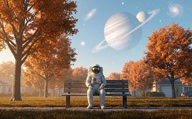 Surrealistische herfstastronaut