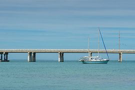 USA, Florida, Sailing boat anchoring in front of overseas highway by adventure-photos