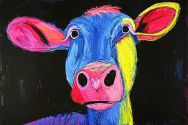 Colourful abstract portrait of a cow by Art & Soul Creations