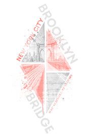 Koordinaten NEW YORK CITY Brooklyn Bridge | living coral von Melanie Viola