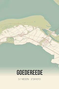 Vintage landkaart van Goedereede (Zuid-Holland) van Rezona