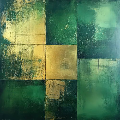 Carrés en vert et or