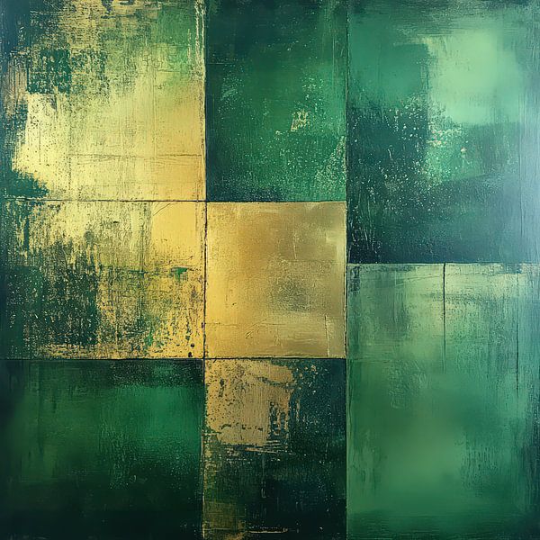 Carrés en vert et or par Natasja Haandrikman