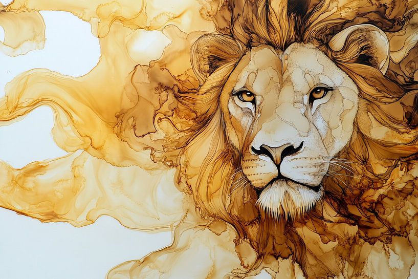 Lion majestueux à l'encre à alcool par Imperial Art House
