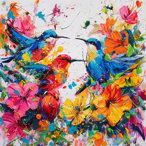 Vogelgezang in bloeiende lente kleuren van Mel Digital Art