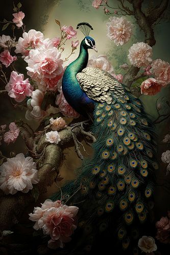 Pauw tot in de perfectie voor aan de muur van Digitale Schilderijen