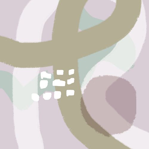 Abstracte pastelkunst in Wild Wonder kleuren in roze, groen en beige