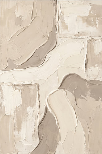Minimalistisch abstract textuurschilderij in lagen, in beige en crème