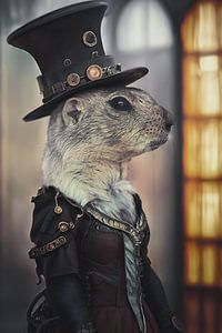 Viktorianischer Steampunk-Präriehund: Anmut und Technik in einem raffinierten Ensemble