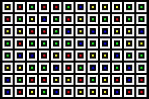 Verschachtelt | Mittig | 12x08 | N=02 | Random #05 | RGBY