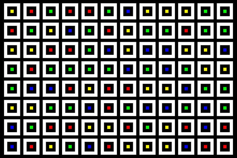 Verschachtelt | Mittig | 12x08 | N=02 | Random #05 | RGBY von Gerhard Haberern