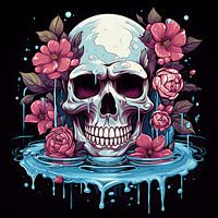 Schedel met bloemen