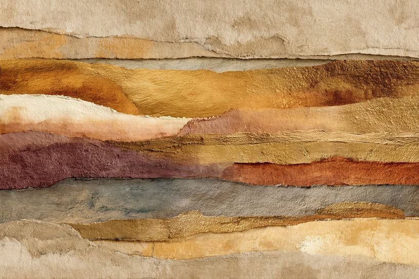 Peinture abstraite - Or Beige Elegant Organic par Joriali Art abstrait